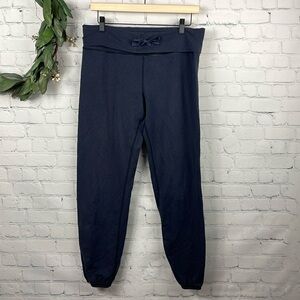 LULULEMON Fold Over Waist Ribbon Tie Diagonal Stripe Elastic Cuff Joggers sz 10